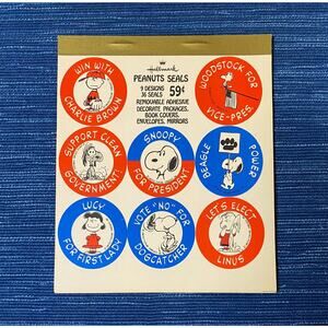 Vintage Peanuts Snoopy Stickers Hallmark 36 Seals NOS Sheets Charlie Brown 77B